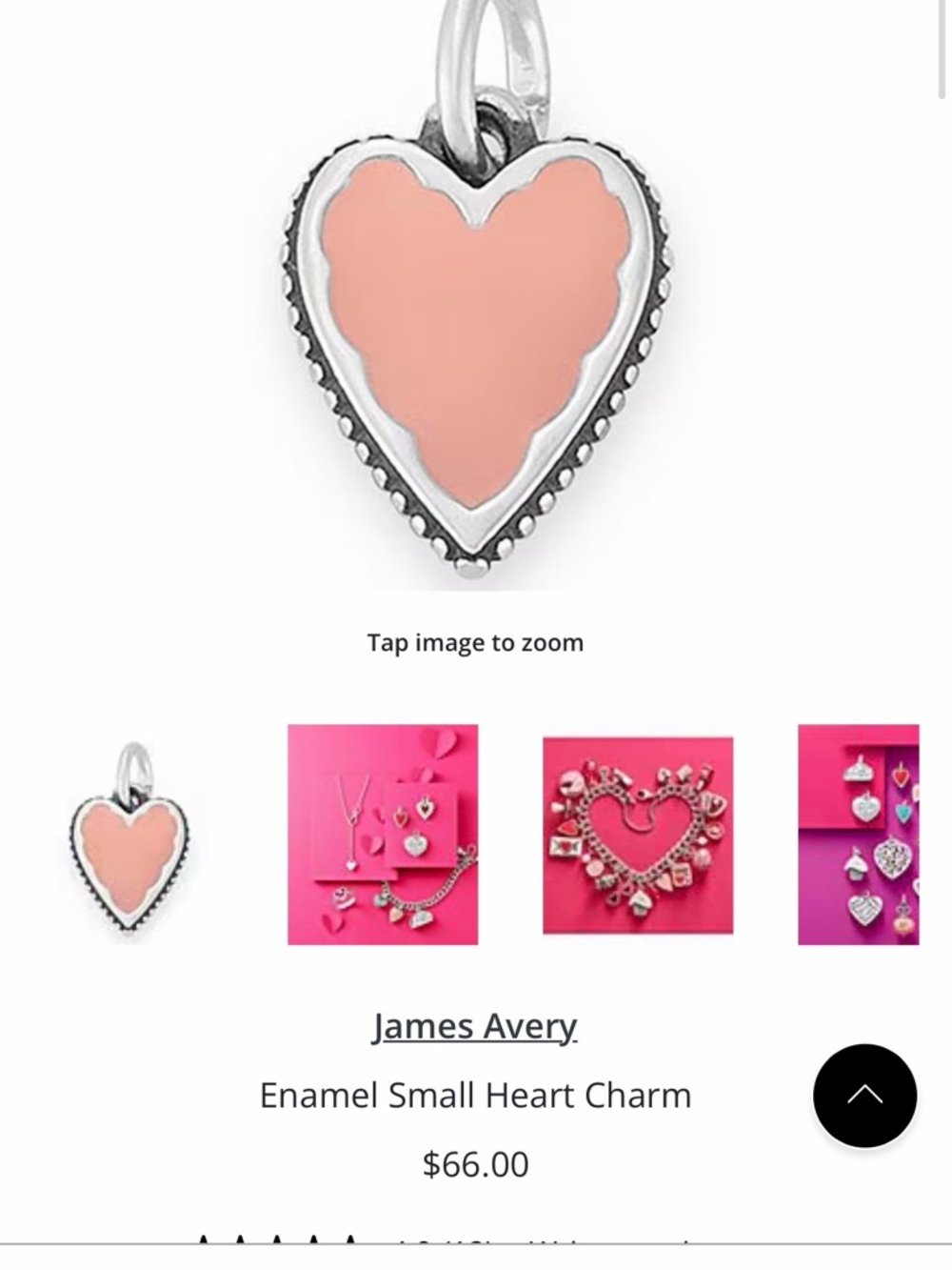 James Avery Peach Enamel Heart Charm in Sterling Silver